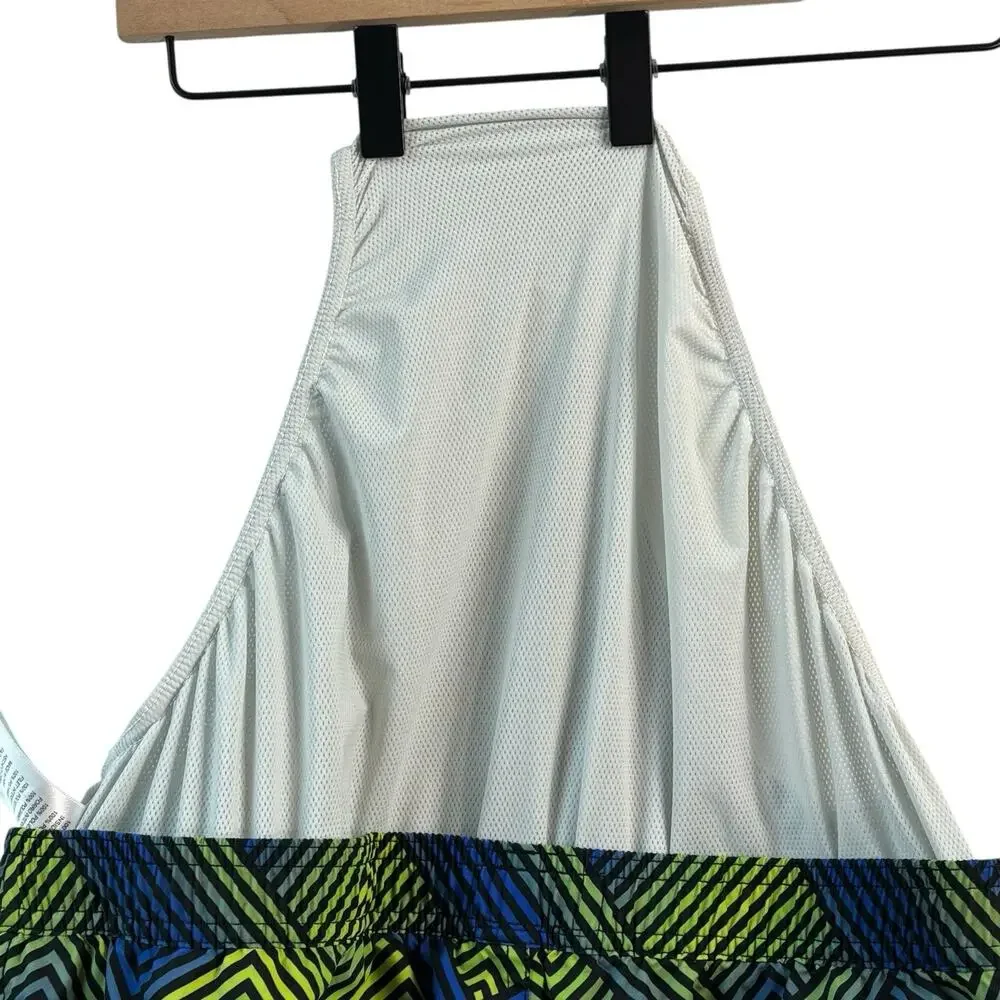 Psycho Bunny Swim Trunks Large Blue Green Adrian Chevron Logo Board Shorts Beach